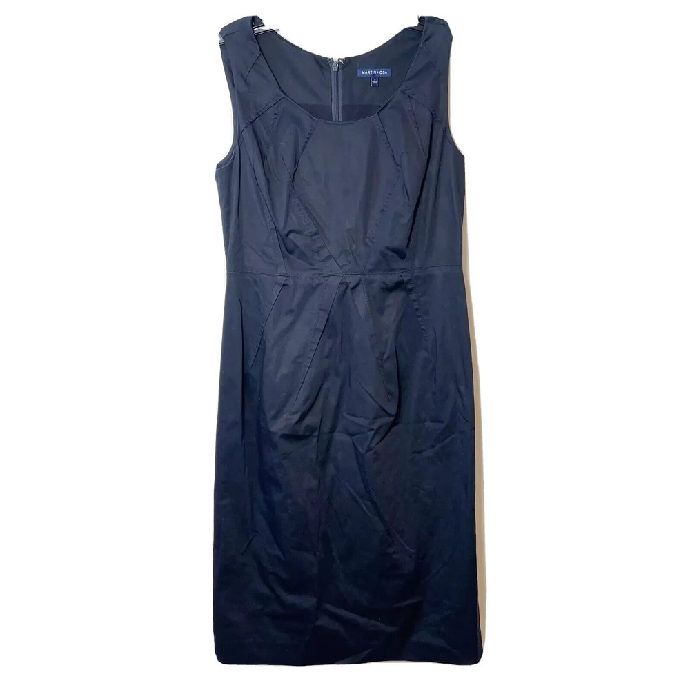 Martin + Osa Sleeveless Navy Blue Sheath Dress Womens Size 6 Cinch Waist Office